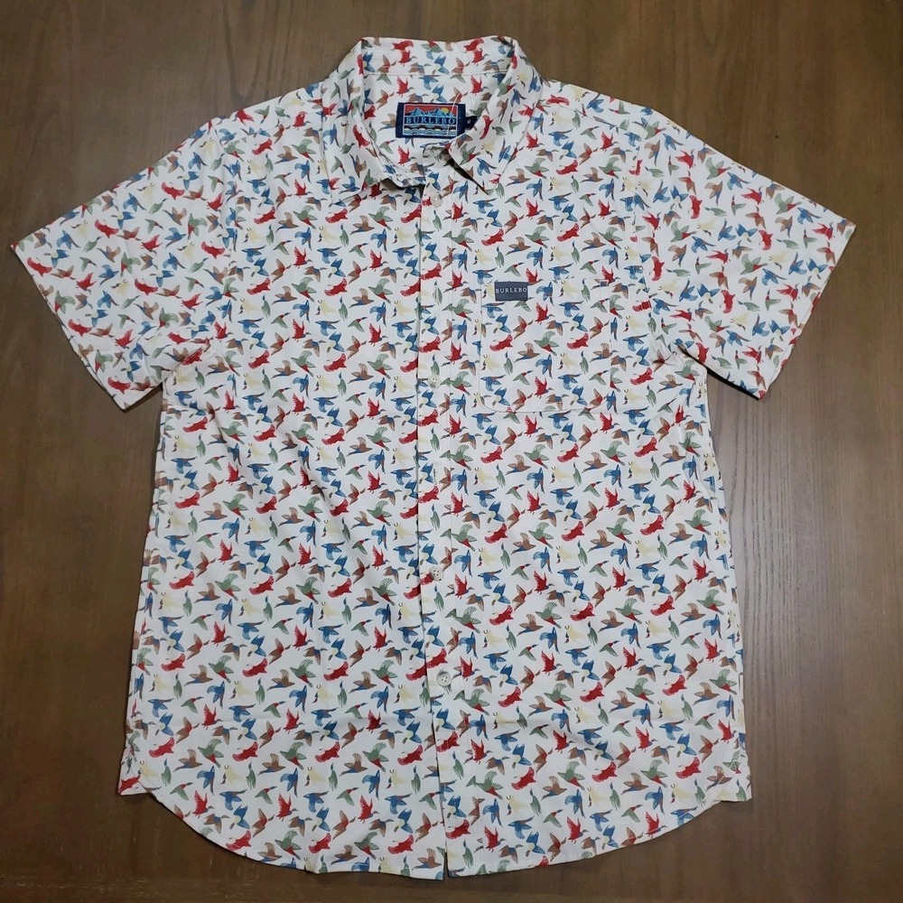 Burlebo AOP Ducks Short Sleeve Performance Button Up Shirt Size M - NWOT
